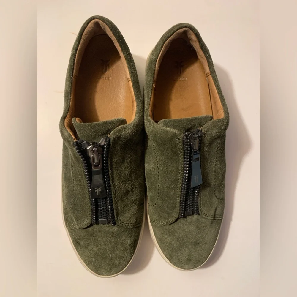 Frye Lena Zip Low Sneakers Olive Green Size 8.5 - Picture 6 of 6
